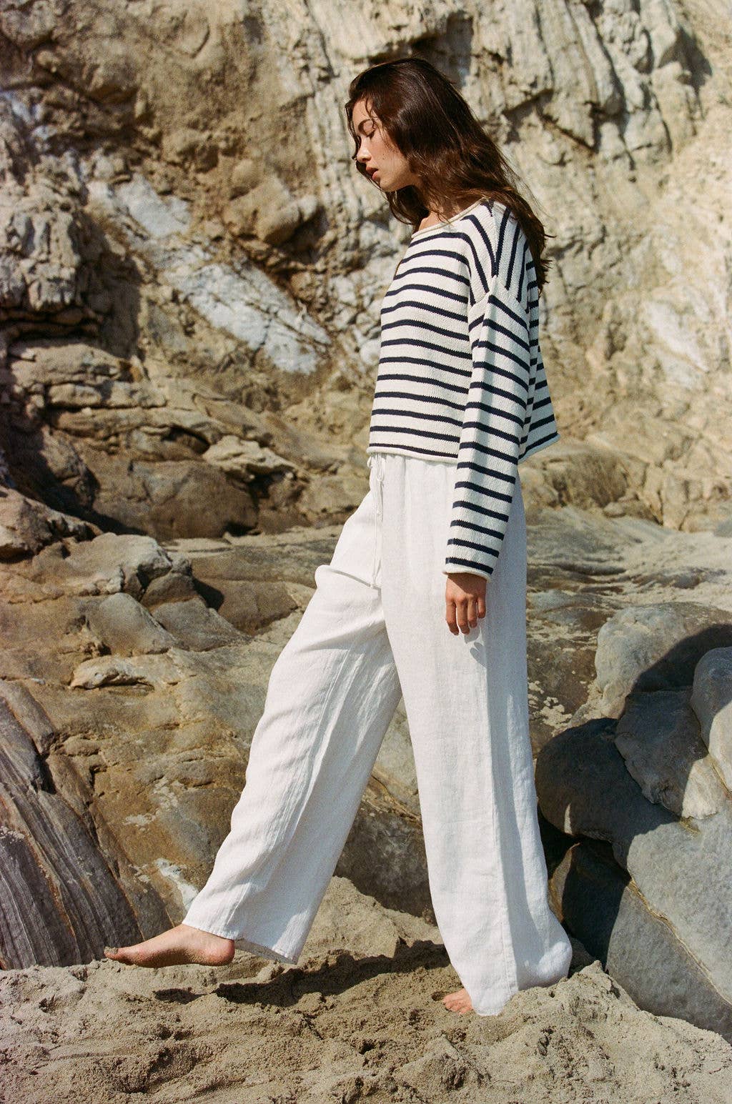 By Together | Knit Cotton Sweater Striped Long Sleeve Top
