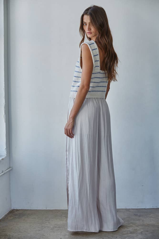 By Together | Knit Striped Sweater Tank with Open Back Tie Straps