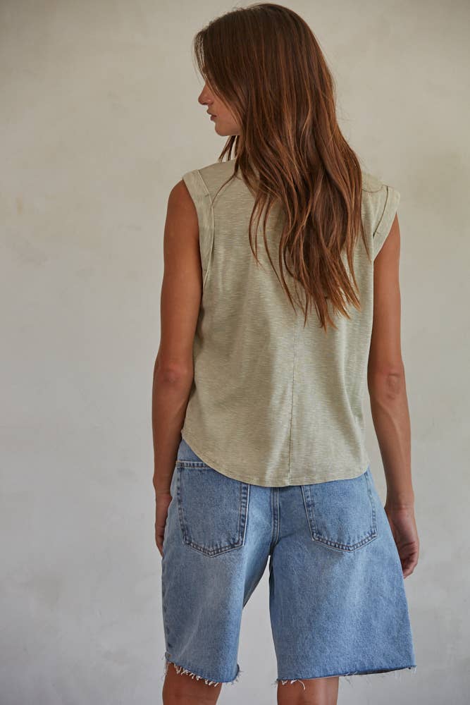 By Together | Knit Garment Dyed Polyester Cotton Sleeveless Top