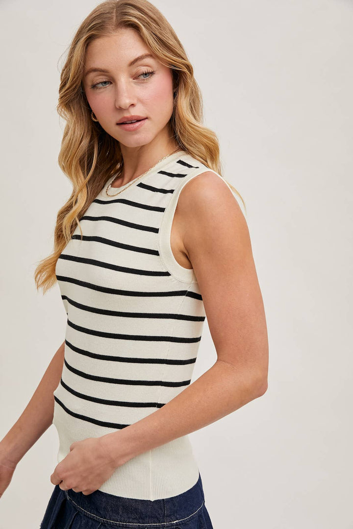 Bluivy | Striped Muscle Knit Tank Top
