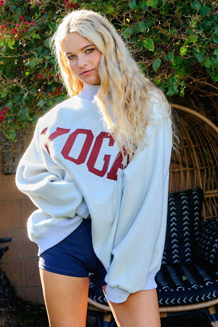 BUCKETLIST | PILATES & YOGA Print Reversible Mockneck Sweatshirt