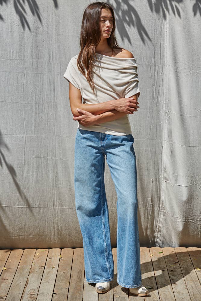 By Together | Solid Off Shoulder Drape Top