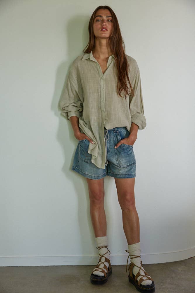 By Together | Woven 100% Cotton Button-down Shirt
