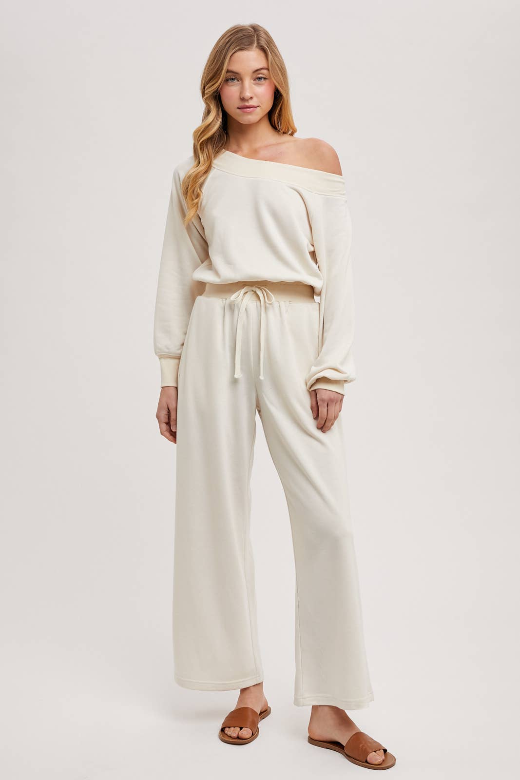 Bluivy  | Wide Neck Off the Shoulder Knit Jumpsuit