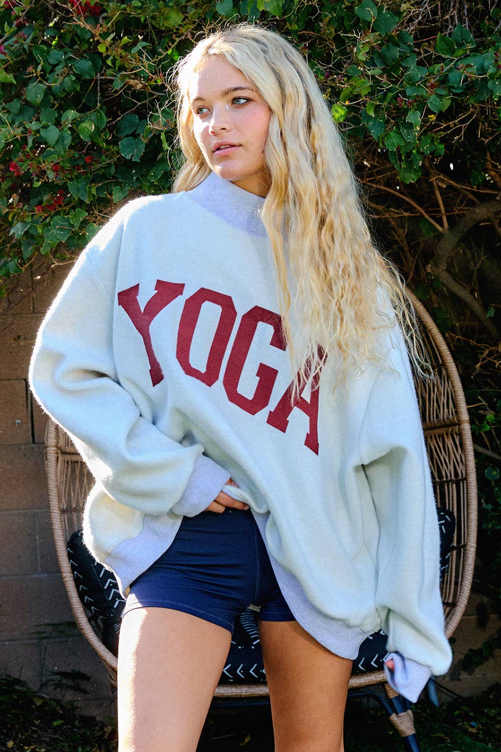 BUCKETLIST | PILATES & YOGA Print Reversible Mockneck Sweatshirt