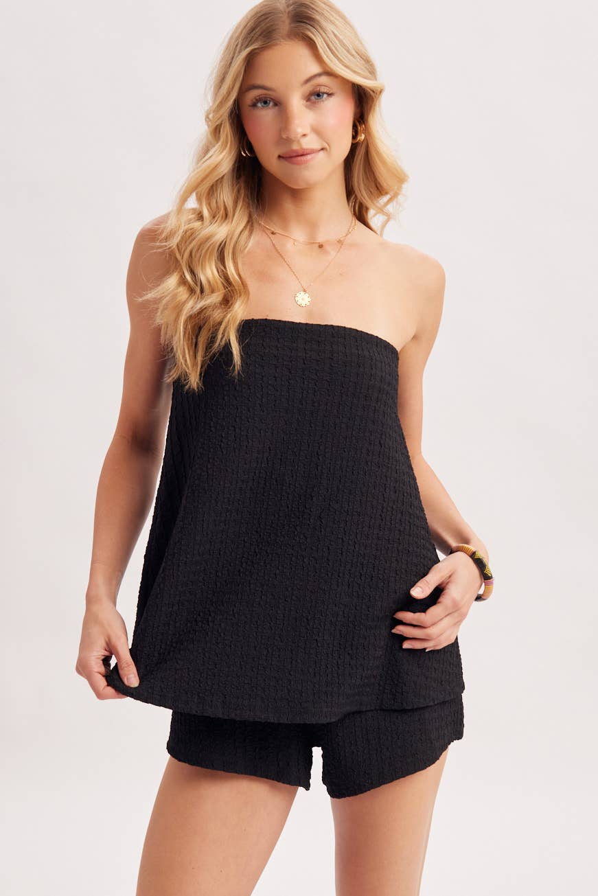 Bluivy | Textured Layered Strapless Romper