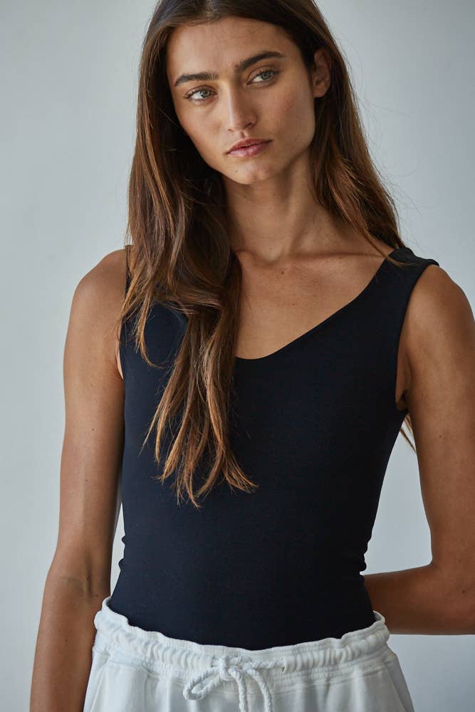 By Together | Double Layered Seamless U-V Neck Sleeveless Bodysuit