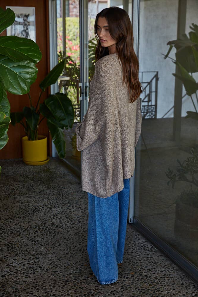 By Together | Knit Folded Quarter Sleeve Open Front Cardigan
