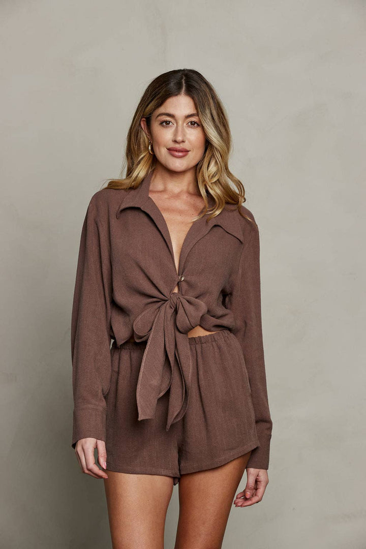 Sunday Ritual - Rhea Wrap Top - Brown