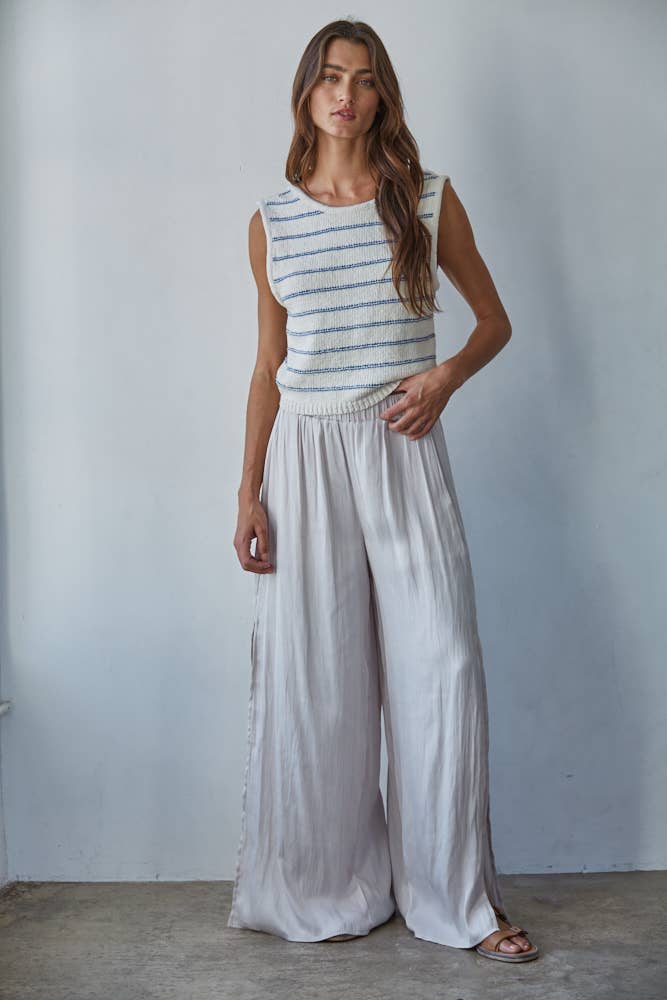 By Together | Knit Striped Sweater Tank with Open Back Tie Straps