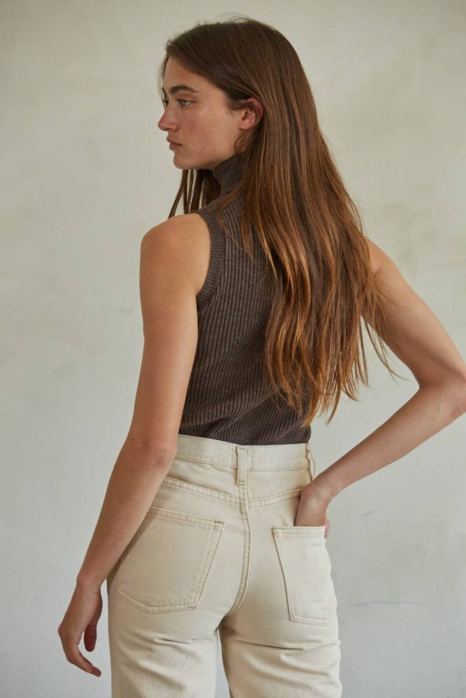 By Together | Knit Turtleneck Sleeveless Pullover Top