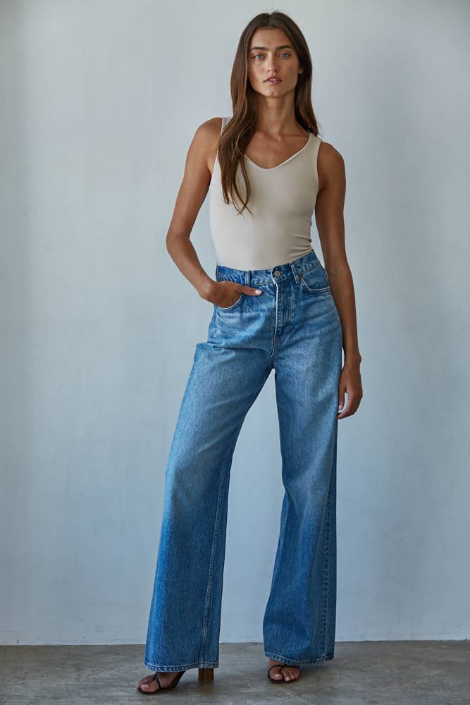 By Together | Double Layered Seamless U-V Neck Sleeveless Bodysuit
