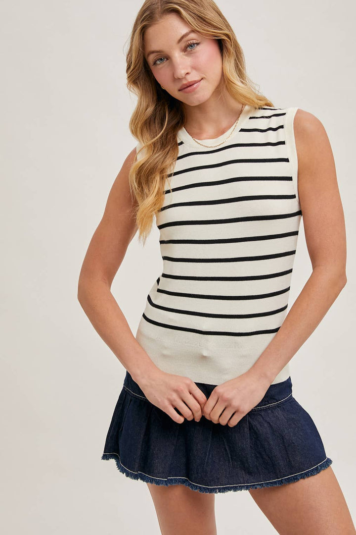 Bluivy | Striped Muscle Knit Tank Top