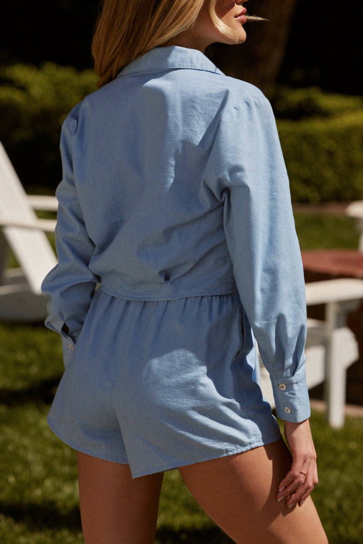 Sunday Ritual | Rhea Wrap Top - Light Blue