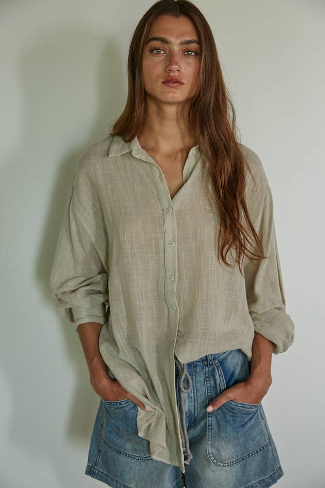 By Together | Woven 100% Cotton Button-down Shirt