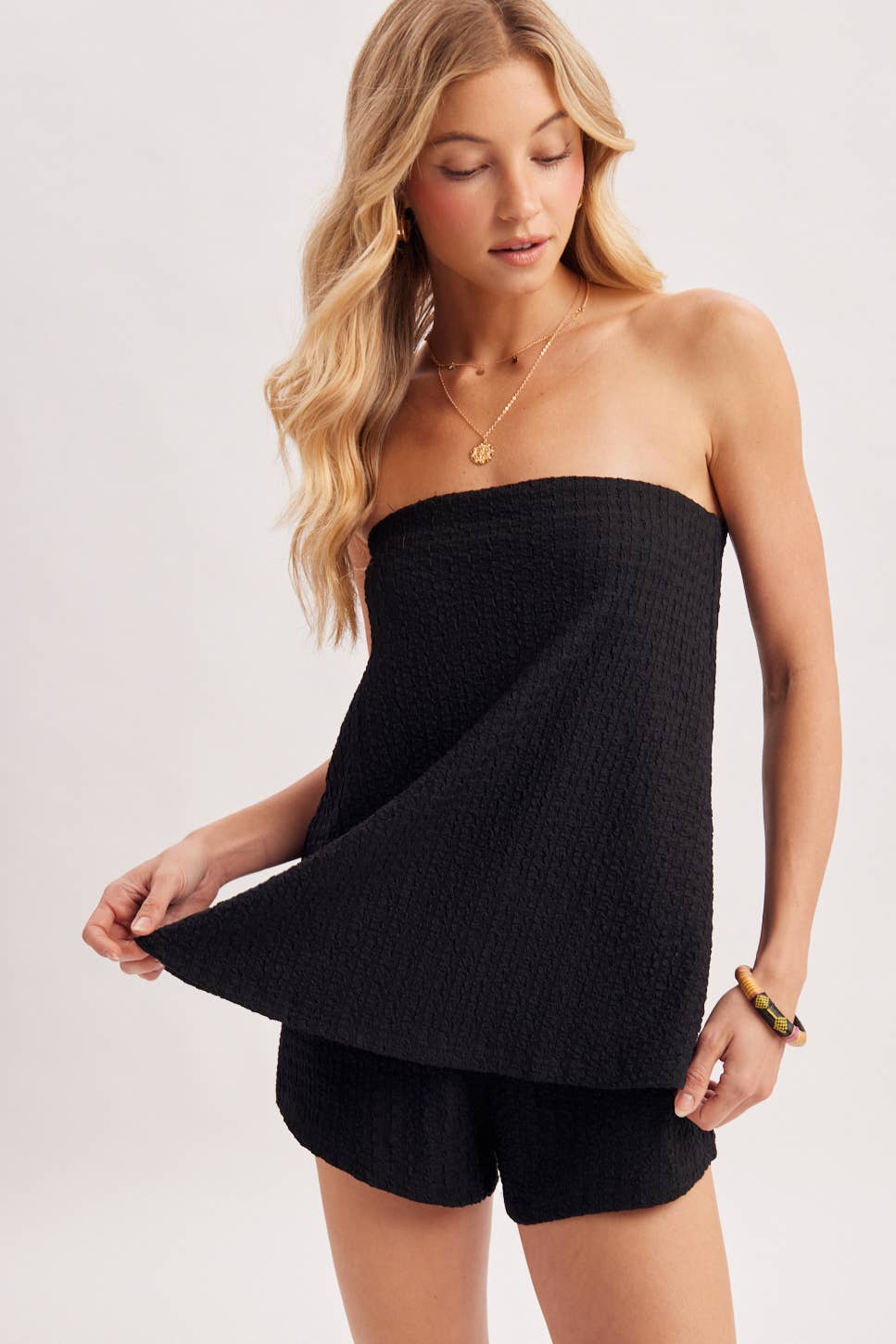 Bluivy | Textured Layered Strapless Romper
