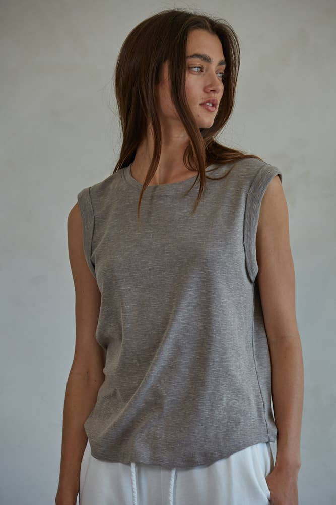 By Together | Knit Garment Dyed Polyester Cotton Sleeveless Top