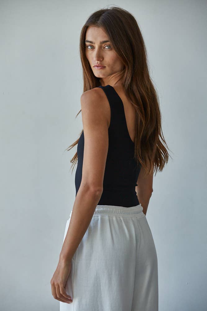 By Together | Double Layered Seamless U-V Neck Sleeveless Bodysuit