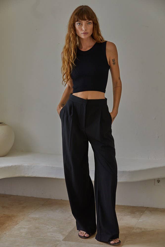 By Together  | Knit Seamless Ribbed Round Neck Sleeveless Top