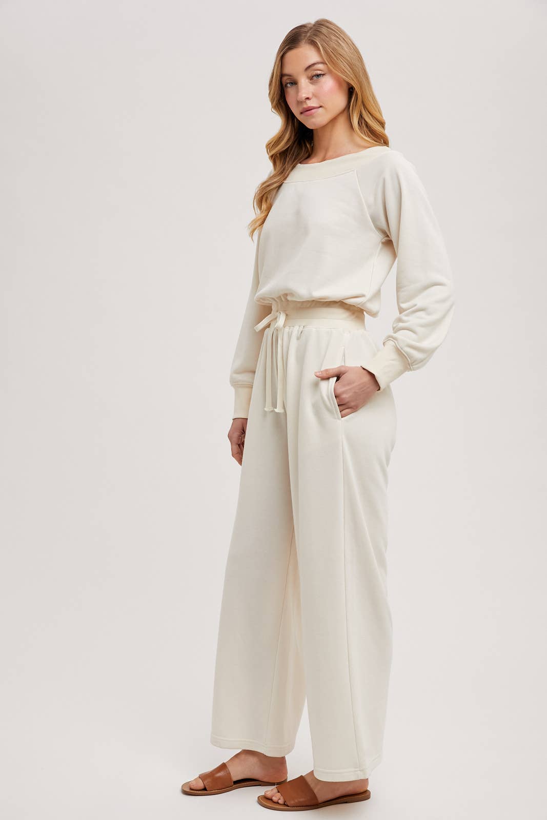 Bluivy  | Wide Neck Off the Shoulder Knit Jumpsuit