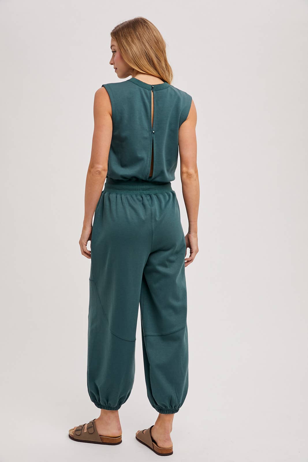 Bluivy | Drawstring Waist Sleeveless Knit Active Jumpsuit