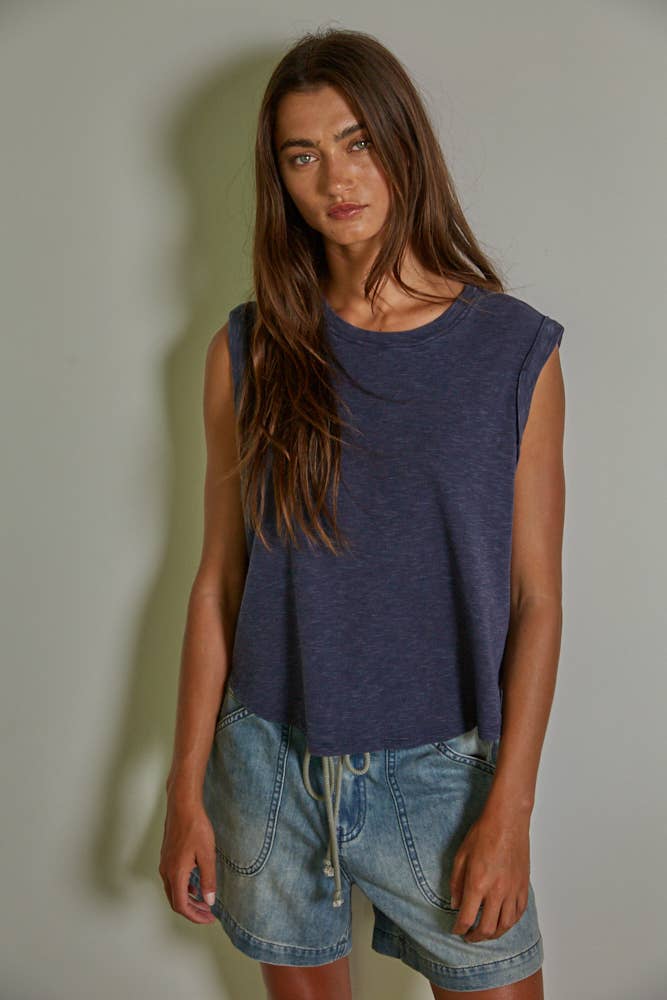 By Together | Knit Garment Dyed Polyester Cotton Sleeveless Top