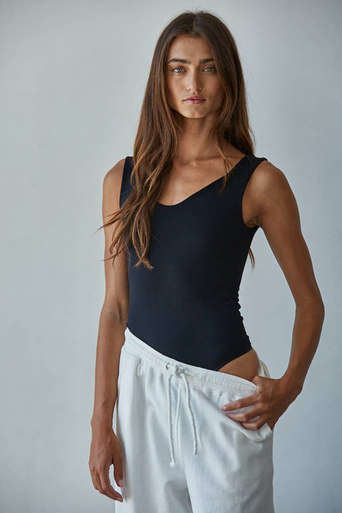 By Together | Double Layered Seamless U-V Neck Sleeveless Bodysuit