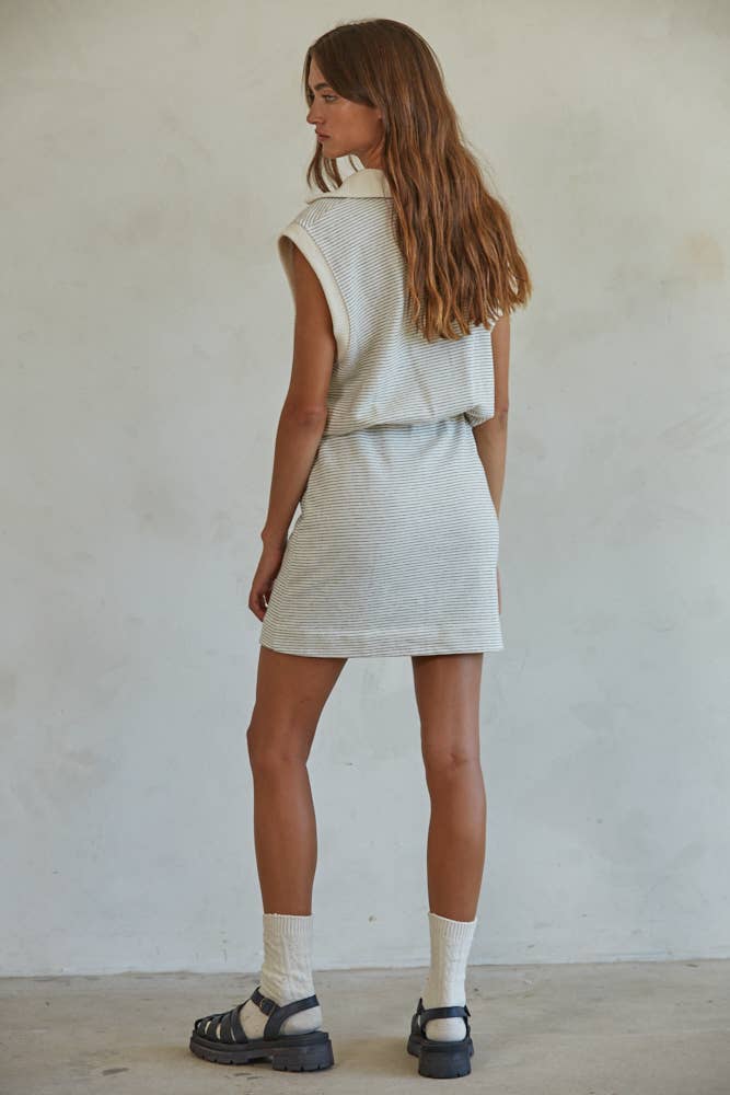 By Together  | Knit Cotton Striped Sleeveless Mini Dress