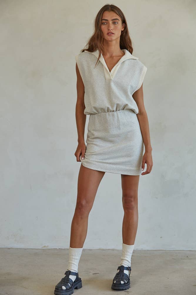 By Together  | Knit Cotton Striped Sleeveless Mini Dress