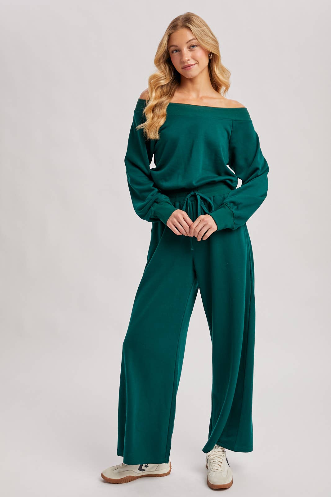 Bluivy  | Wide Neck Off the Shoulder Knit Jumpsuit