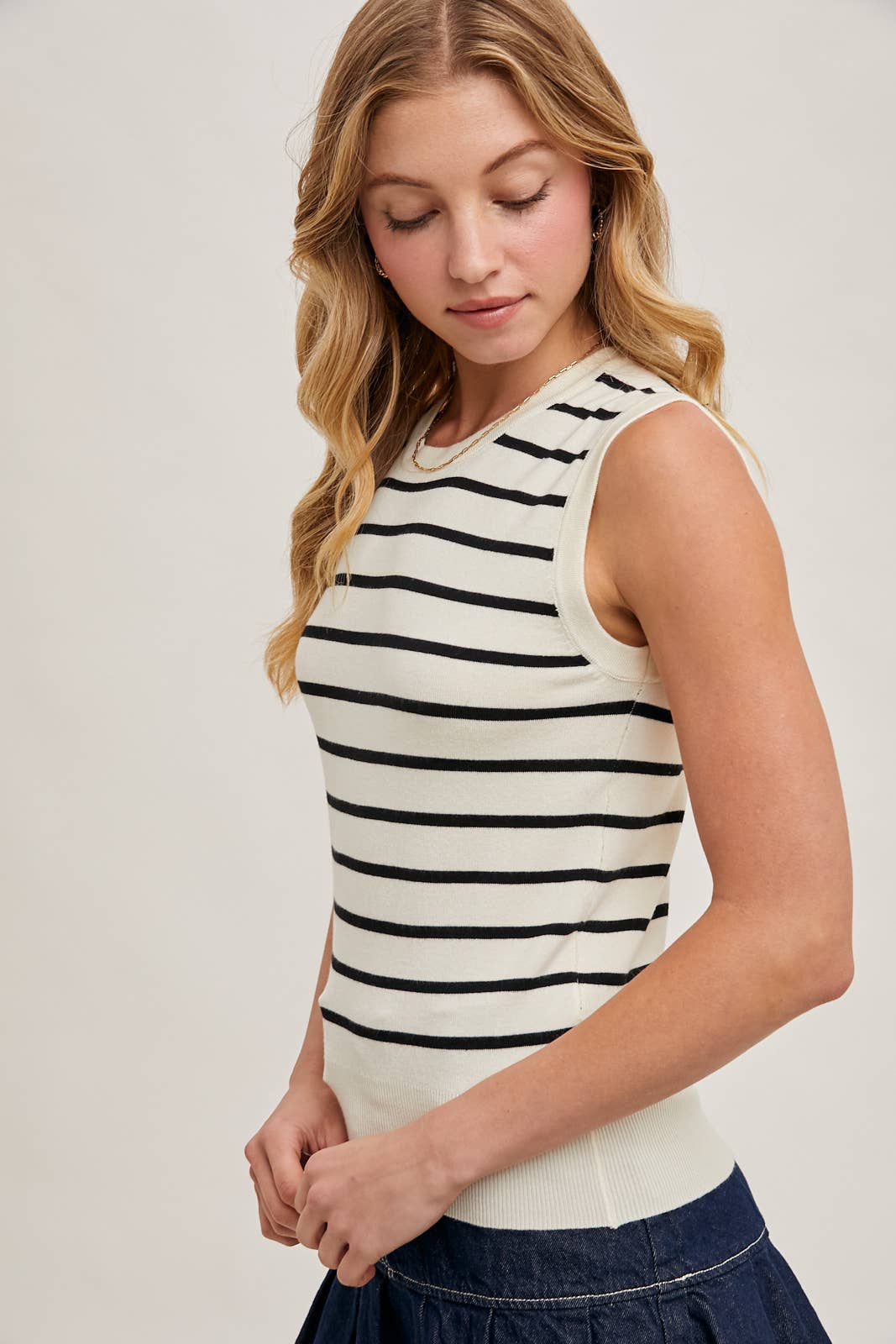 Bluivy | Striped Muscle Knit Tank Top
