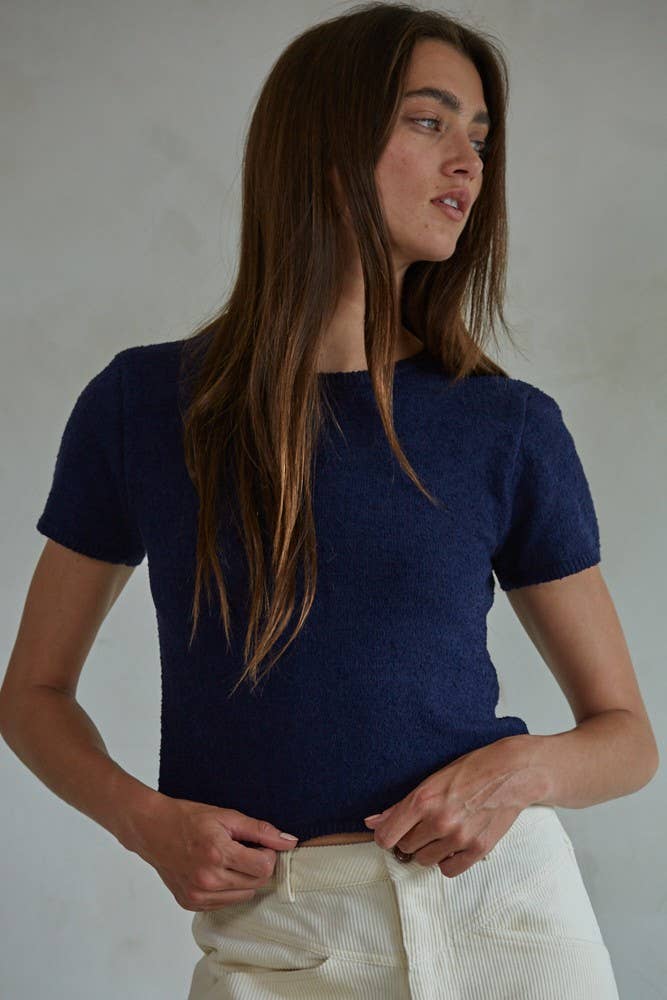 By Together  | Knit Sweater Short Sleeve Crop Top