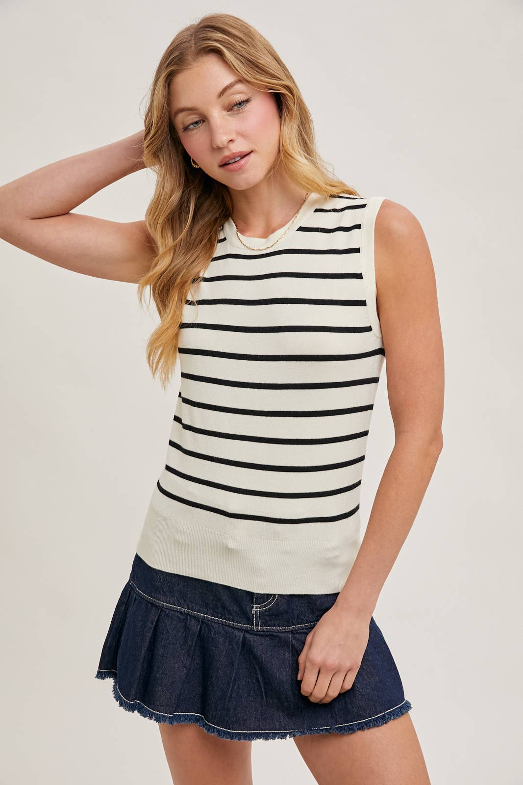 Bluivy | Striped Muscle Knit Tank Top