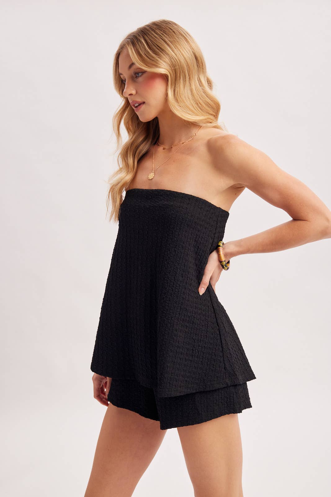 Bluivy | Textured Layered Strapless Romper