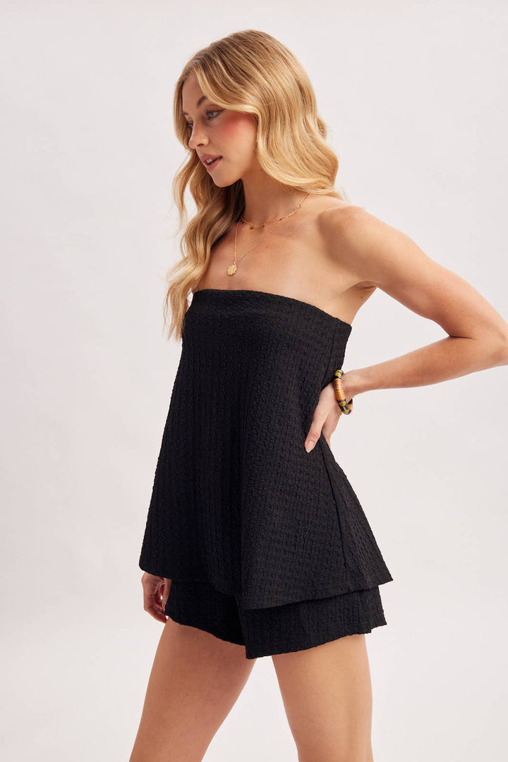 Bluivy | Textured Layered Strapless Romper