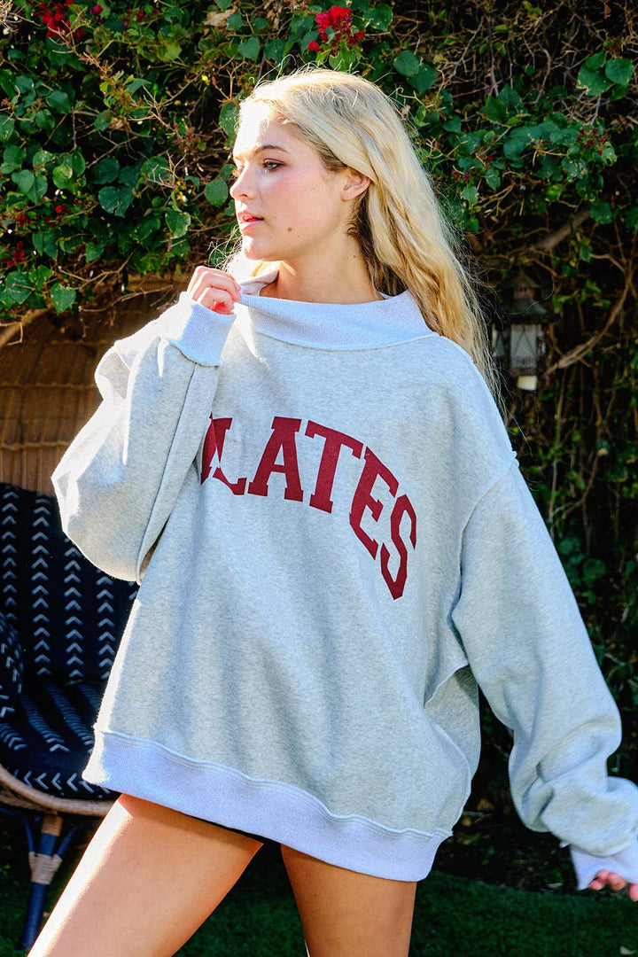 BUCKETLIST | PILATES & YOGA Print Reversible Mockneck Sweatshirt