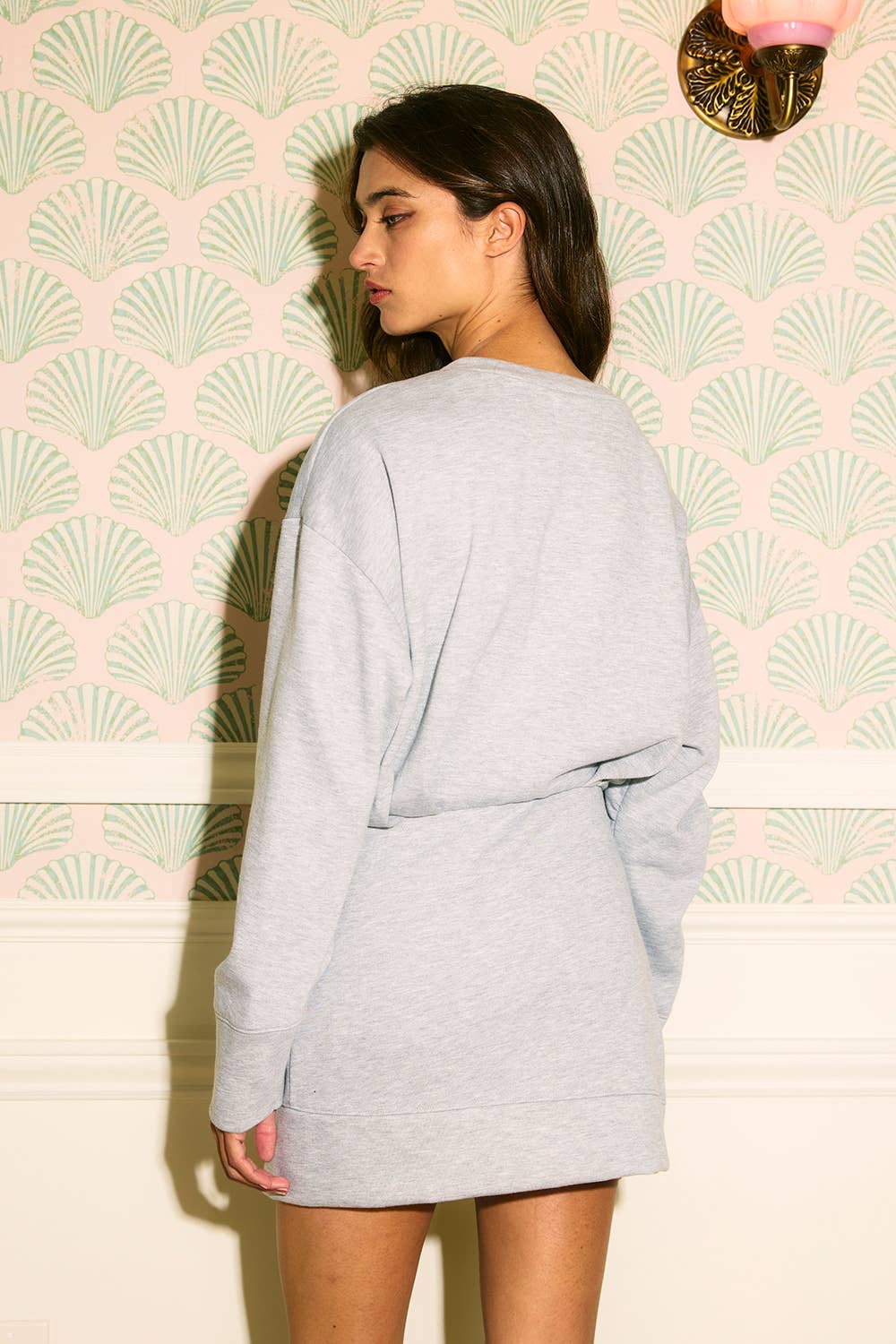 BUCKETLIST | Asymmetric Hem Solid Terry Mini Dress