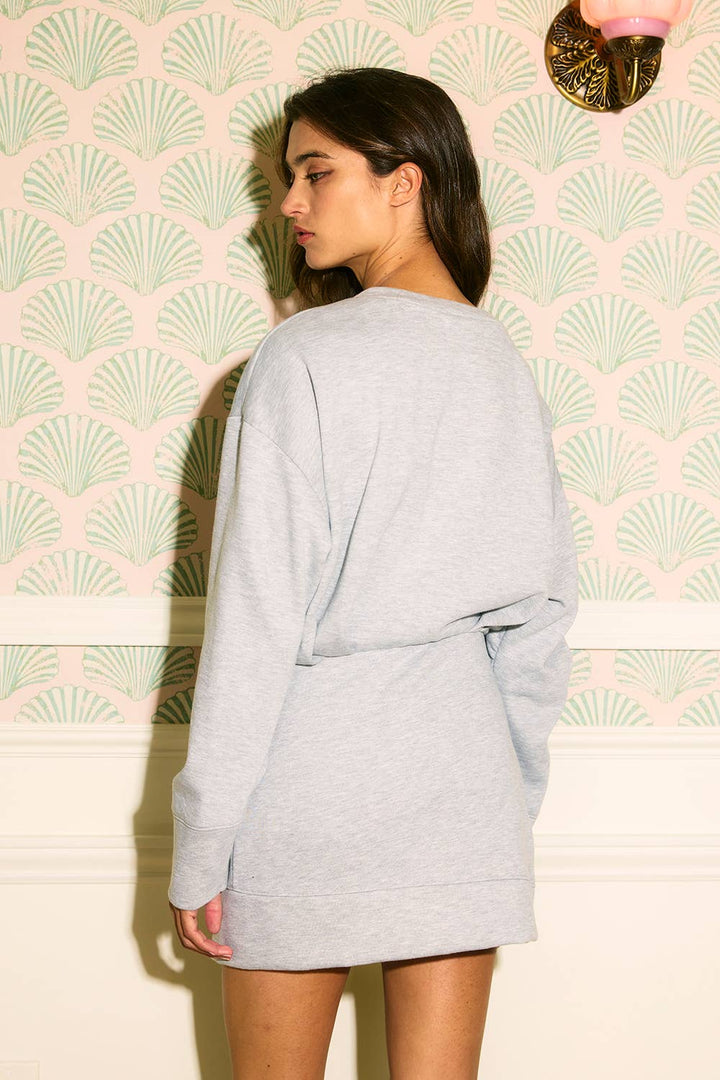 BUCKETLIST | Asymmetric Hem Solid Terry Mini Dress