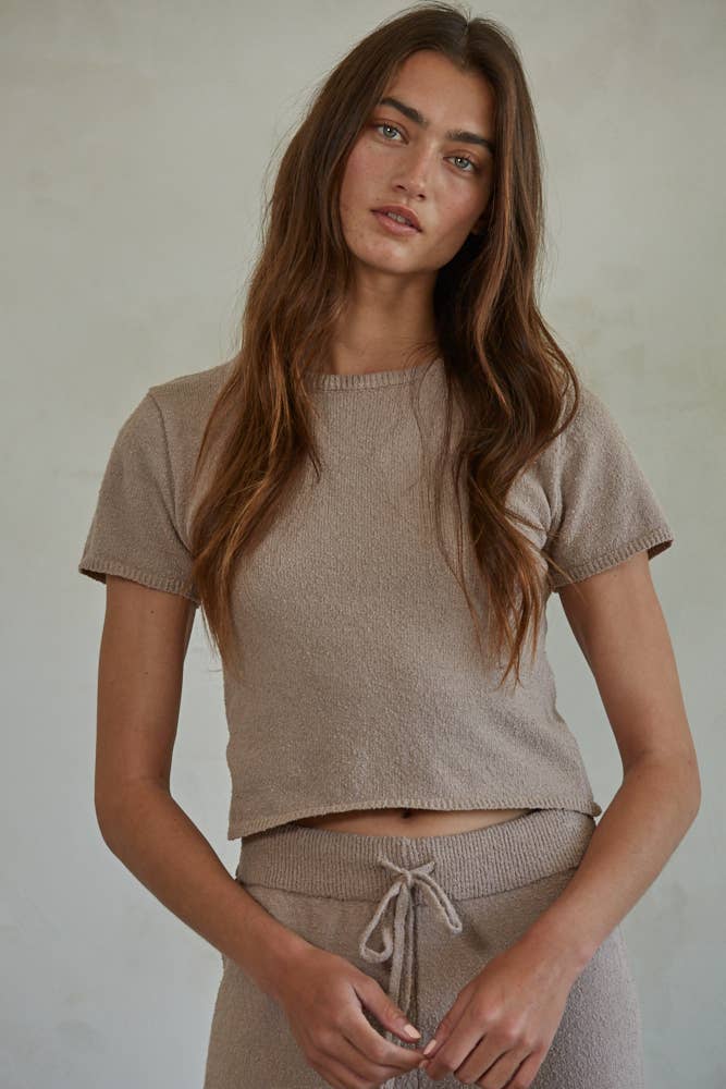 By Together  | Knit Sweater Short Sleeve Crop Top (Copy)