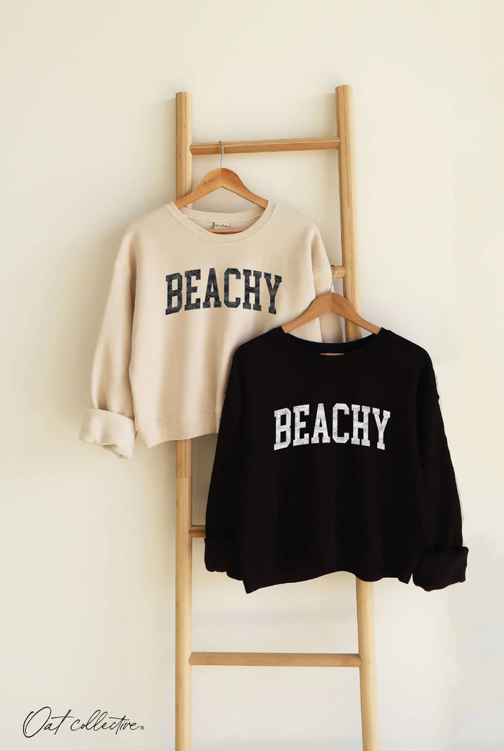 OAT COLLECTIVE | BEACHY Mid Cropped Graphic Sweatshirt