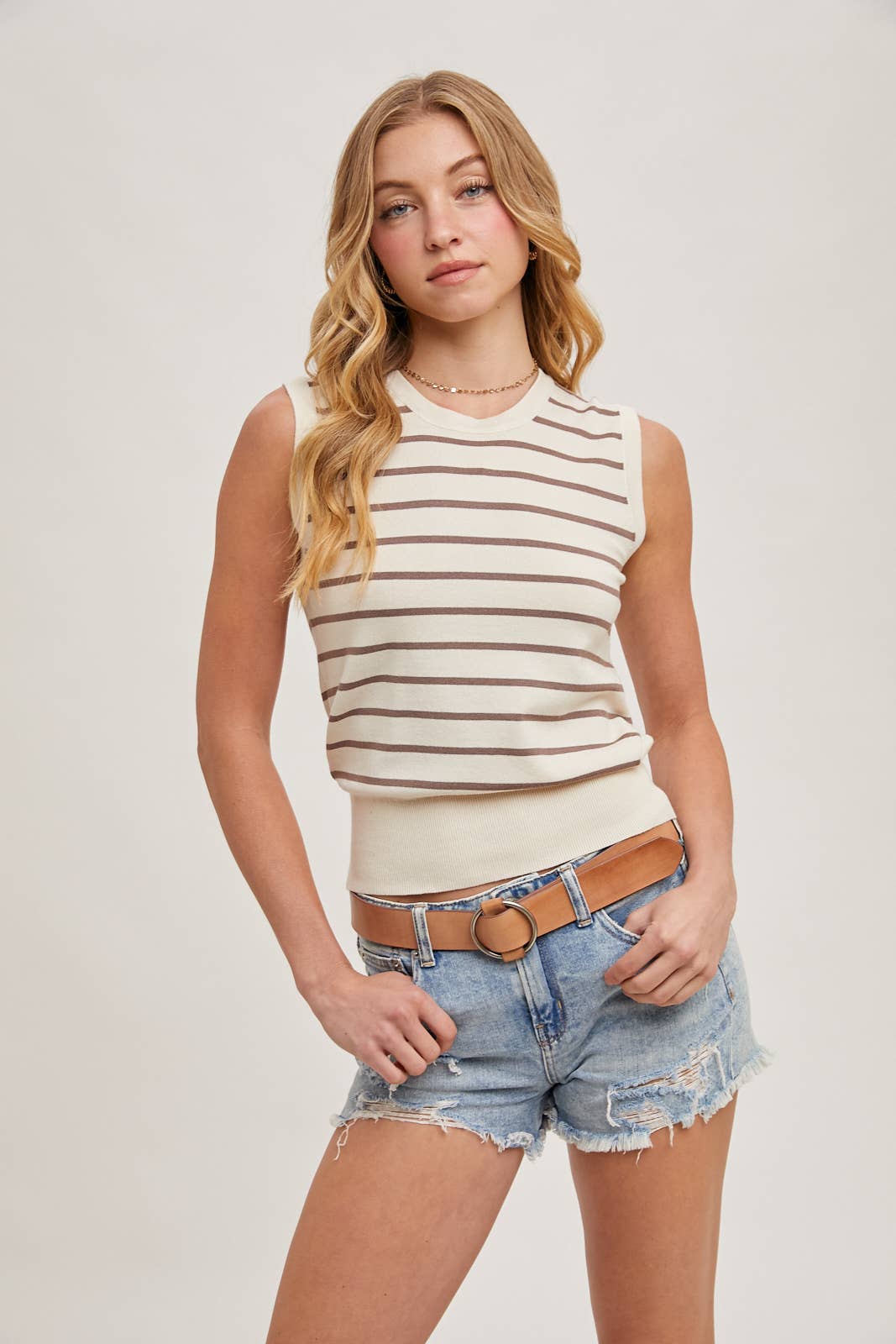 Bluivy | Striped Muscle Knit Tank Top