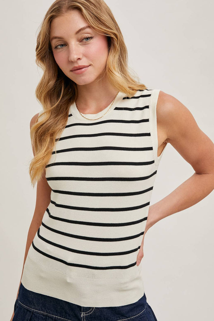 Bluivy | Striped Muscle Knit Tank Top