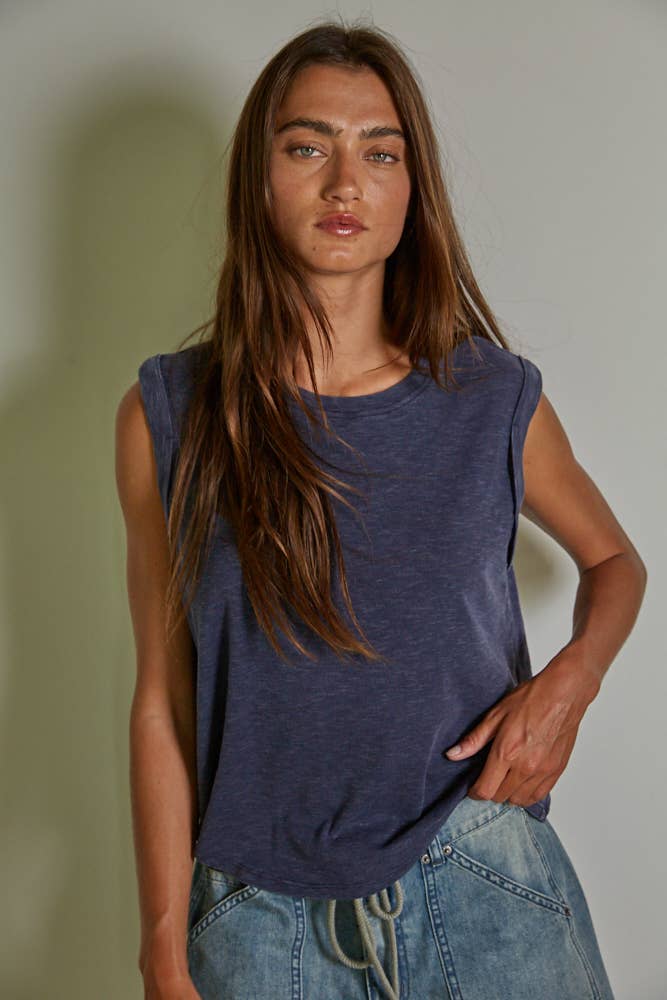 By Together | Knit Garment Dyed Polyester Cotton Sleeveless Top