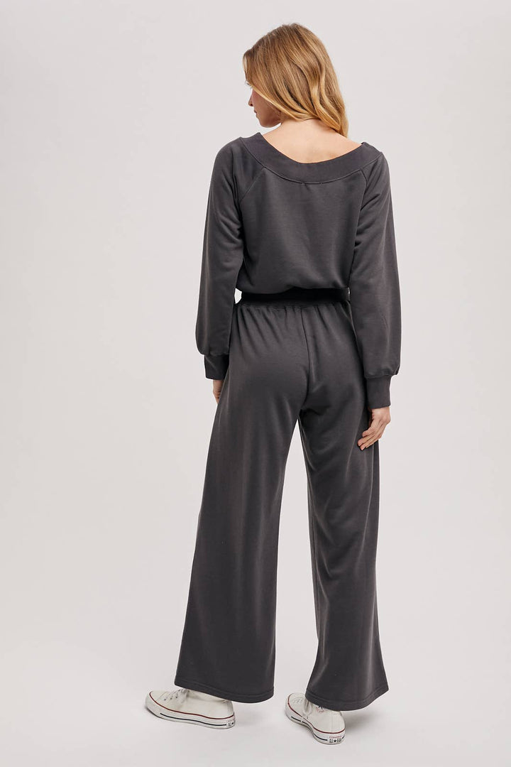 Bluivy  | Wide Neck Off the Shoulder Knit Jumpsuit