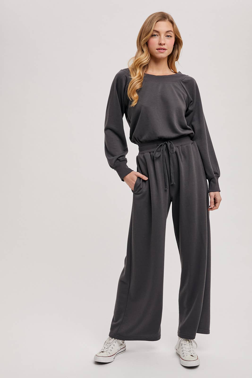 Bluivy  | Wide Neck Off the Shoulder Knit Jumpsuit