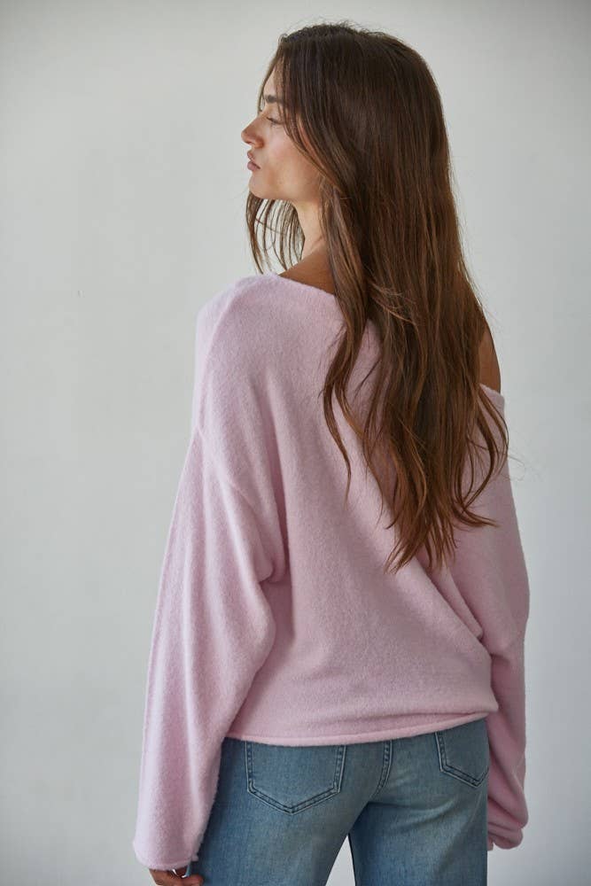 By Together  | Knit Sweater Boat Neck Long Sleeve Pullover Top