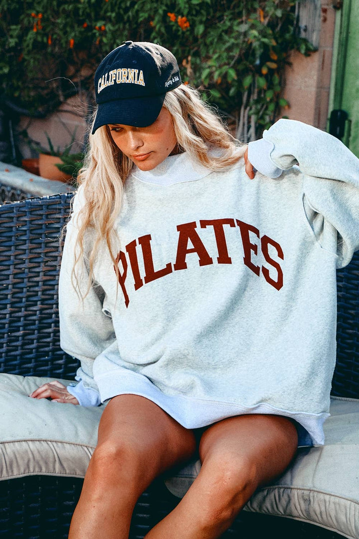 BUCKETLIST | PILATES & YOGA Print Reversible Mockneck Sweatshirt