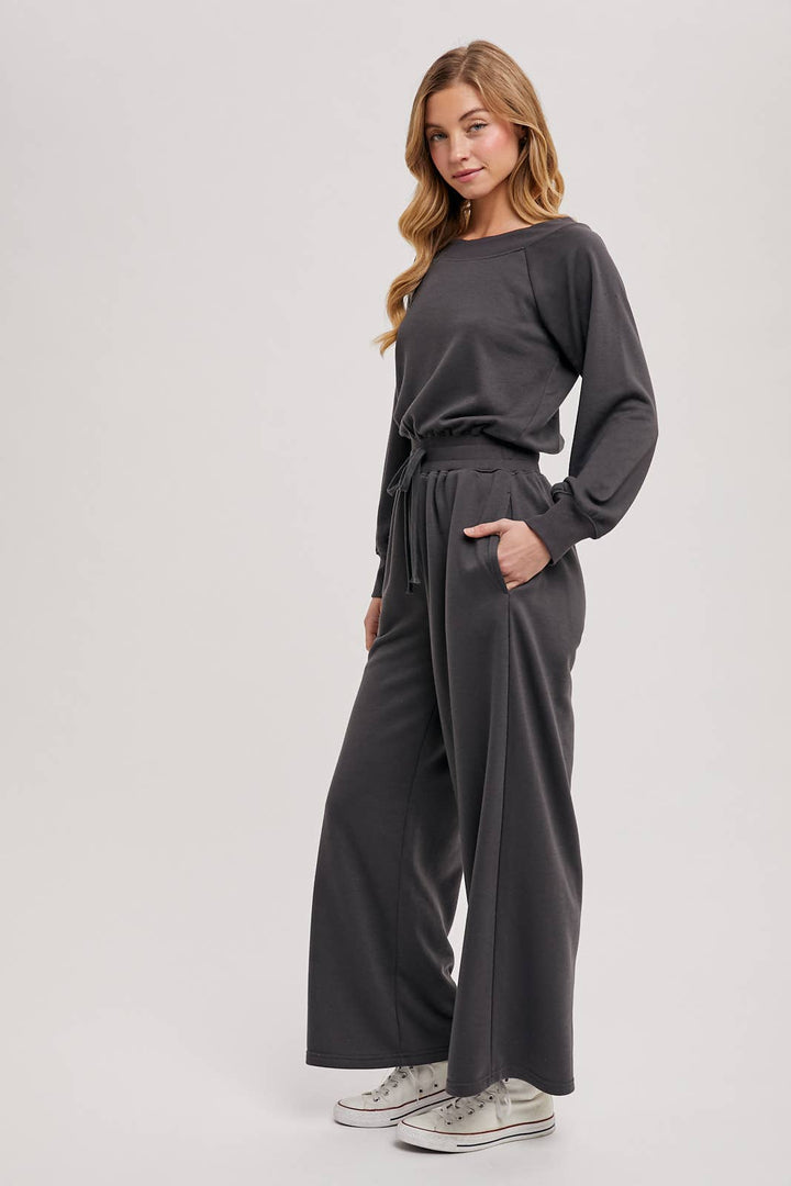 Bluivy  | Wide Neck Off the Shoulder Knit Jumpsuit