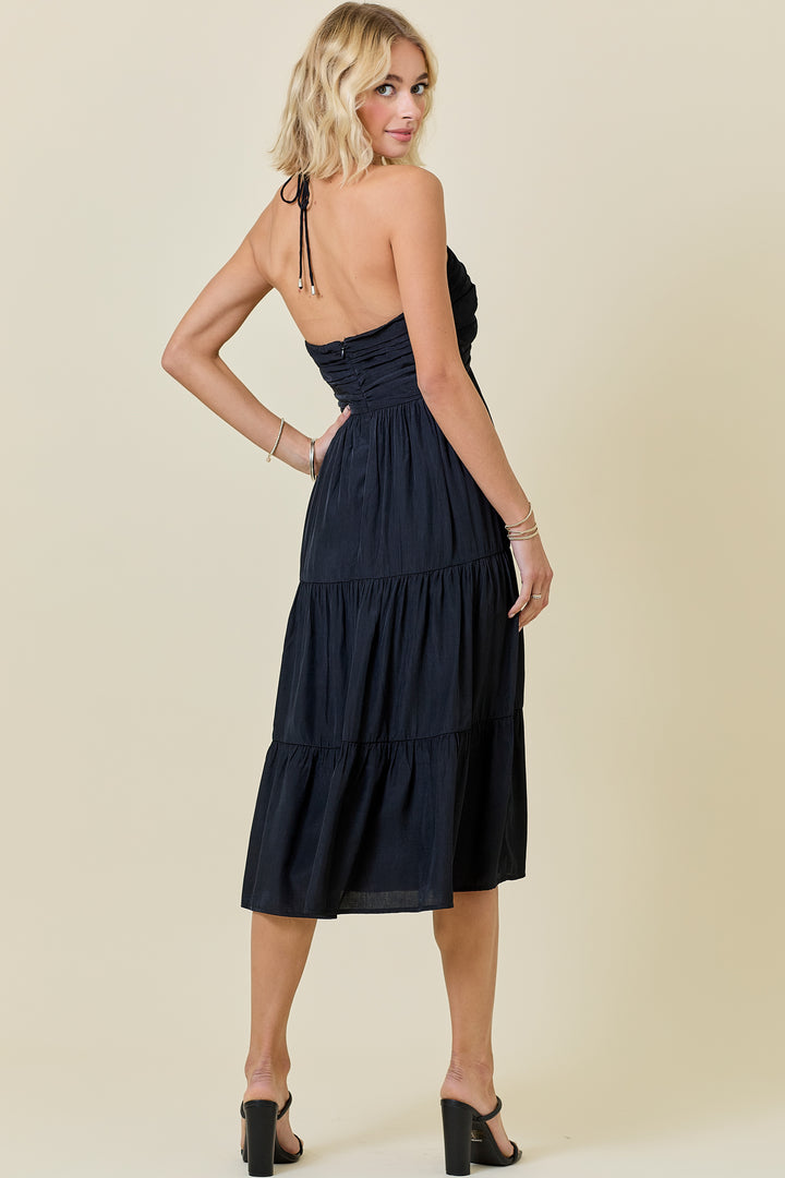 day + moon Halter "V" Dress