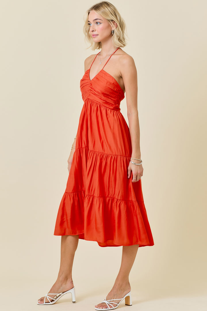 day + moon Halter "V" Dress